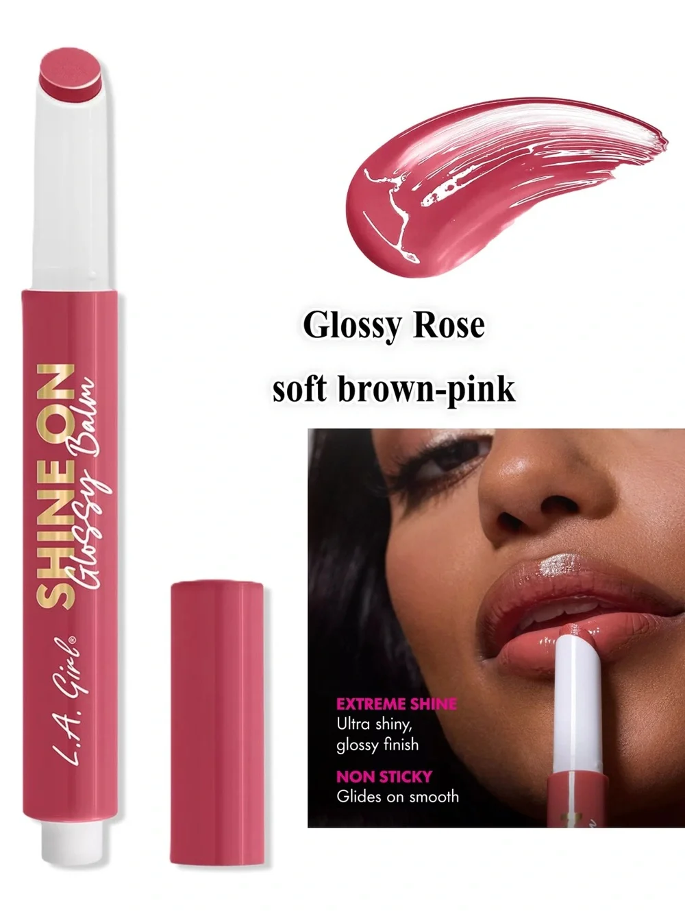 L.A. Girl Shine On Glossy Balm – Glossy Rose | Brand New